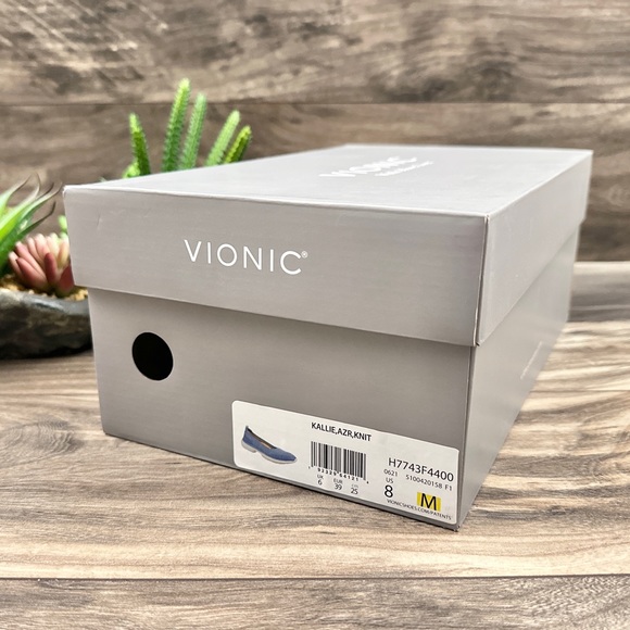 NIB Vionic Kallie Slip On Sneaker Flats Azure Knit Blue 8M - Picture 12 of 12